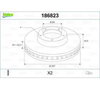 VALEO 186823 Disco freno