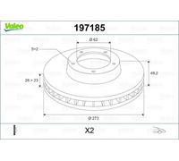 Set freni a disco VALEO 197185 per TOYOTA AURIS (_E15_)