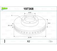 Set freni a disco VALEO 197368 per TOYOTA AVENSIS