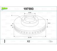 Set freni a disco VALEO 197593 per DODGE CALIBER 2.0 CRD