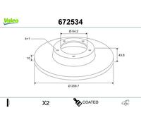 Set freni a disco VALEO 672534 per MINI MINI 1.6 Cooper