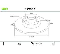 VALEO 672547 Disco freno