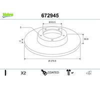Set freni a disco VALEO 672945 per FORD C-MAX 1.6 TDCi