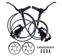 Set freno a disco idraulico per bicicletta con leva, pinza in alluminio forgiato a doppio pistone, adatto per anteriore 160/180 mm e posteriore 140/160 mm, compatibile con montaggio a monte (sinistra