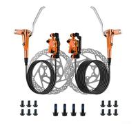 Set freno idraulico per mountain bike, con 2 pinze a pistone e tubi freno anteriore da 800 mm e 1400 mm (arancione)