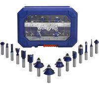 WORKPRO Set Frese per Legno 15 Pezzi, Codolo 8mm, Set di Punte per Router in Met