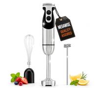 Set frullatore a immersione 3 in 1 MEGAWISE Pro, frullatore a immersione in titanio da 800 W con controllo a 12 velocità, frusta e schiumatore (nero)