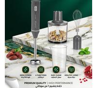 Set frullatore a immersione 4 in 1, include bacchetta multifunzione per frullare, frusta, tritatutto e bicchiere graduato, adatto per la lavorazione degli alimenti e la preparazione di pappe per bambi