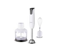 Set Frullatore ad Immersione con Tritatutto e Frusta Elettrica - Kit Frullatore ad Immersione con Accessori, a 2 Velocità, in Acciaio Inox, 500W, Bianco