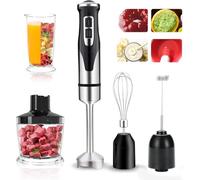 Set frullatore ad immersione, frullatore a immersione commerciale 5 in 1 con tritatutto, frusta, misurino da 600 ml e montalatte, utensile da cucina elettrico, for zuppe, alimenti for bambini