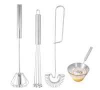 Set Frusta in Acciaio Inox Manuale, 3 Pezzi Fruste per Uovo, Frusta a Spirale, Sbattiuova Semiautomatica, Miscelatore Flessibile con Perline, per Cucinare, Mescolare, Sbattere