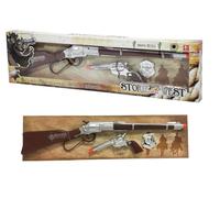 Set Fucile Giocattolo Pistola Revolver Distintivo Sceriffo Fucile Giocattolo con Suoni Reali cm 60 Giocattolo Set Vecchio West Sceriffo Cowboy Set Giocattolo per Bambini Fucile Giocattolo con Suoni
