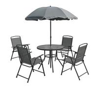 Set funny in acciaio con ombrellone tavolo e 4 sedie nero
