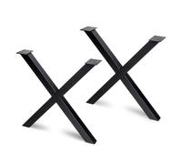 Set Gambe Cross per Tavolo H695 Verniciato Nero Acciaio Emuca