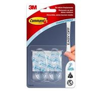 Command Ganci Medi Trasparenti Adesivi, 2 Ganci e 4 Strisce - Accessori Salvaspazio senza Forare il muro, Tenuta: 900g