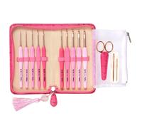 Set gancio per uncinetto e pizzo rosa ETIMO con impugnatura ammortizzata...