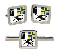 Set Gemelli E Clip Per Cravatta Quadrati Graubünden Svizzera GBP