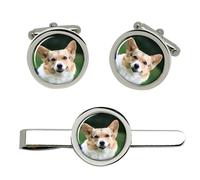 Set Gemelli Welsh Corgi Cardigan E Clip Per Cravatta