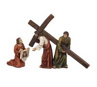 Set Gesù porta croce, Veronica e Samaritano in resina Presepe Pasquale cm.16,5 x 19 by Paben