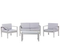 Set Giardino 4 Pezzi Divano Simil Legno Grigio Chiaro 2 Sedie e Tavolino Salerno