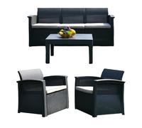 Set giardino 4 pz: 3 p., 2 poltrone, tavolo rattan