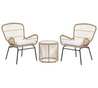 Set Giardino in Finto Rattan e Acciaio Nero Sedie con Cuscini Grigi Labico