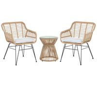 Set Giardino in Finto Rattan e Acciaio Nero Sedie con Cuscini Grigi Trestina
