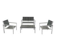 SET GIARDINO METALWOOD TWILIGHT divano con 2 poltrone e tavolo rettangolare