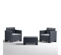 SET GIARDINO/SALOTTO NEBRASKA TERRACE 2 POSTI CON CUSCINI IN ECORATTAN ANTRACIT