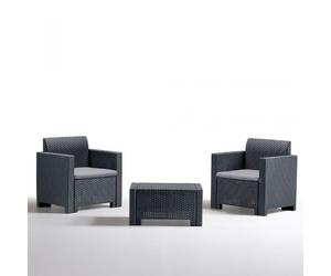 SET GIARDINO/SALOTTO NEBRASKA TERRACE 2 POSTI CON CUSCINI IN ECORATTAN ANTRACIT