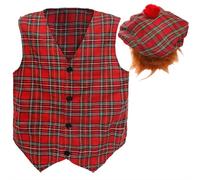 Set gilet tartan per adulti e cappello Tam O Shanter brucia abito elegante...