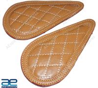 Set ginocchiere serbatoio vera pelle marrone chiaro per Royal Enfield Super M...