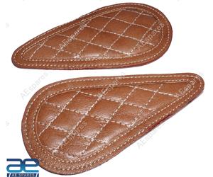 Set ginocchiere serbatoio vera pelle marrone per Royal Enfield Super Meteor 6...
