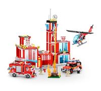 Set giocattolo a sorpresa Caserma dei pompieri MAX Adventure, 976 pezzi, con mattoncini da costruzione adatti a bambini dai 5 anni in su per creare veicoli e molto altro