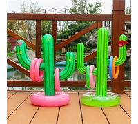 Set gioco anello da lancio gonfiabile a forma di cactus - perfetto per feste in spiaggia e in piscina, realizzato in materiale PVC durevole, ideale come regalo per vacanze o compleanni, adatto per rad