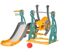 Set Gioco HOMCOM 3 in 1 con Altalena e Scivolo per Bambini 18-36 mesi