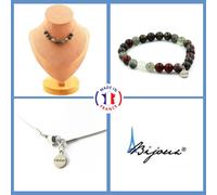 Set Gioielli Bracciale Collana 10 Perle Giada Sangue Di Drago 8 Mm. Taglia Pers