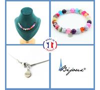 Set Gioielli Bracciale Collana 15 Perle Agata Craquelé Fucsia Taglia Persona