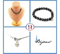 Set Gioielli Bracciale Collana 15 Perle Labradorite 8 Mm. Catena In Taglia Per