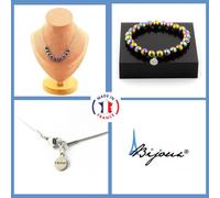 Set Gioielli Bracciale Collana 15 Perle Unakite 8 Mm. Catena In Acciaio Taglia P