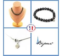 Set Gioielli Bracciale Collana 20 Perle Labradorite 8 Mm. Catena In Taglia Per