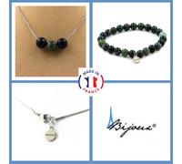 Set Gioielli Bracciale Collana 3 Perle Agata Mousse 8 Mm. Catena In Taglia Per