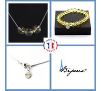Set Gioielli Bracciale Collana 3 Perle Citrino 8 Mm. Catena In Acciaio Taglia Pe