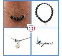 Set Gioielli Bracciale Collana 5 Perle Tourmaline Schorl Del Brasile 8 Taglia Pe