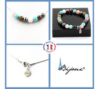 Set Gioielli Bracciale Collana Perle Ematite + Turchese + Occhio Di Tigre