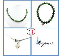 Set Gioielli Bracciale Collana Perle Epidote D'Australia 8 Mm. Catena Taglia P