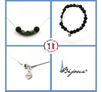Set Gioielli Bracciale Collana Perle Lava 8 Mm + Epidoto Del Myanmar Taglia Per