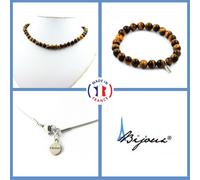 Minerali Collezione. Parure Gioielli Braccialetto Collana Perle Occhio di Tigre