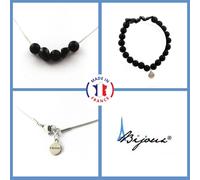 Set Gioielli Bracciale Collana Perle Onice Nero Opaco 8 Mm + Tormalina Taglia Pe