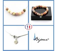 Set Gioielli Bracciale Collana Perle Pietra Di Sole + RHODONITE + Taglia Per